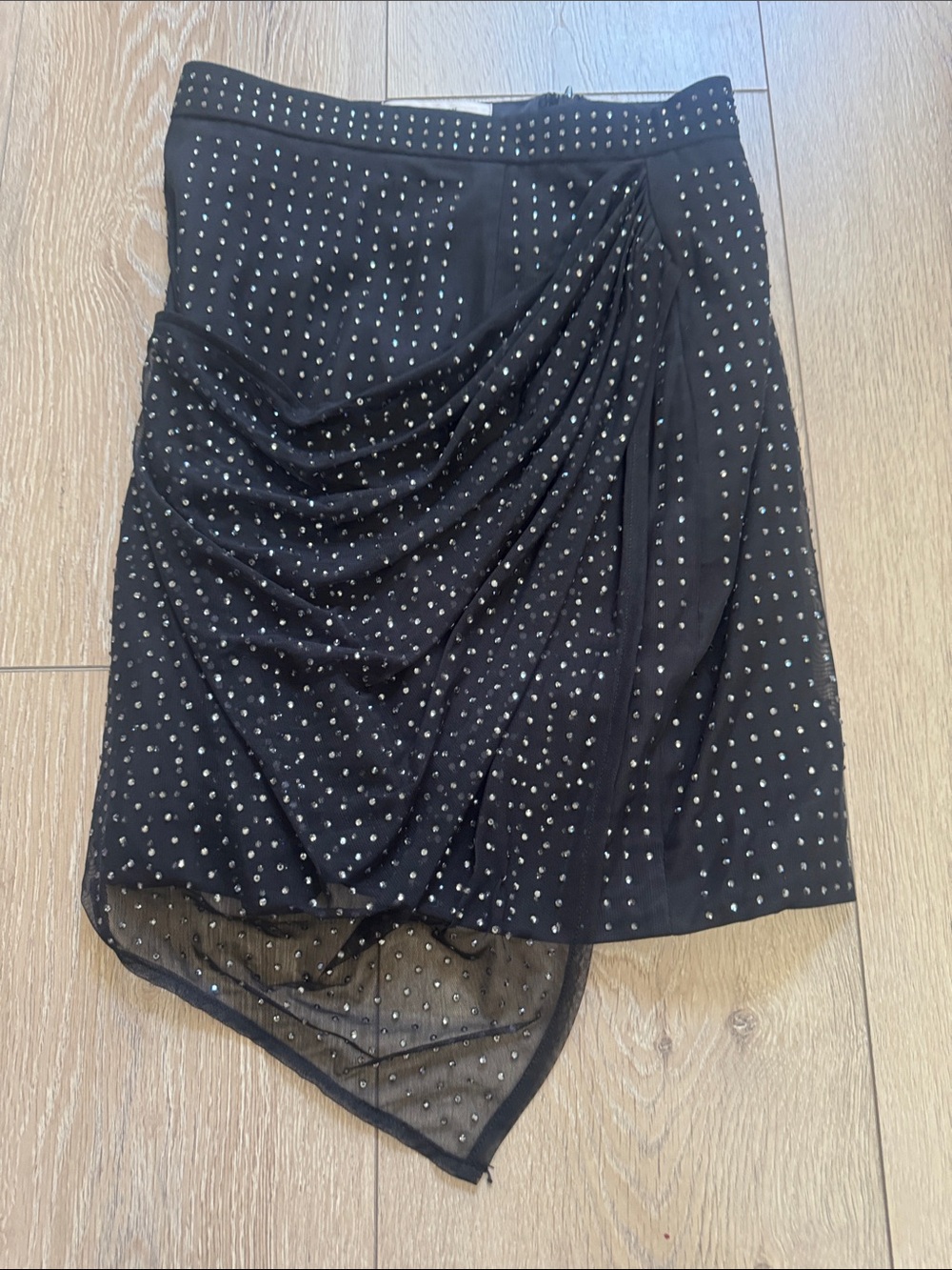 House of CB Black Draped Mini Skirt with Silver Studs